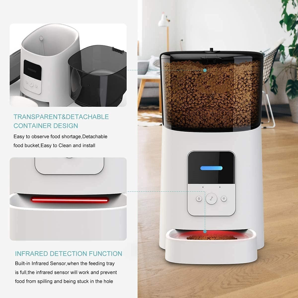 6L Automatic Cat Feeder Wi-Fi Enabled Smart Pet Feeder for Cats and Dogs