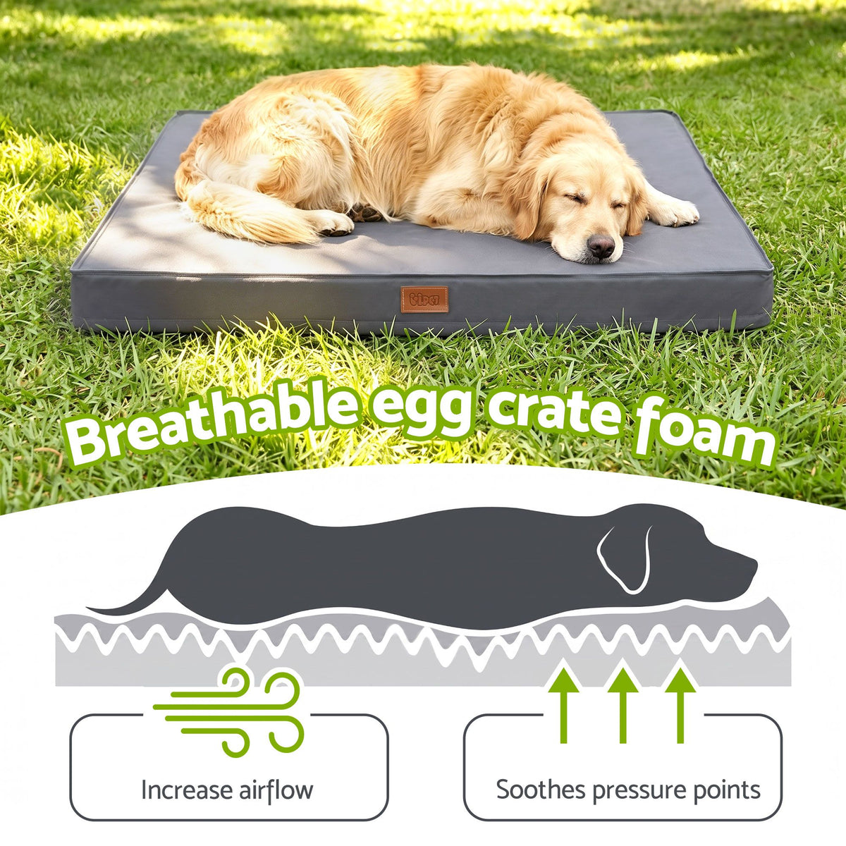 i.Pet Water-Resistant Orthopedic Egg Crate Pet Mat - Grey (Large)