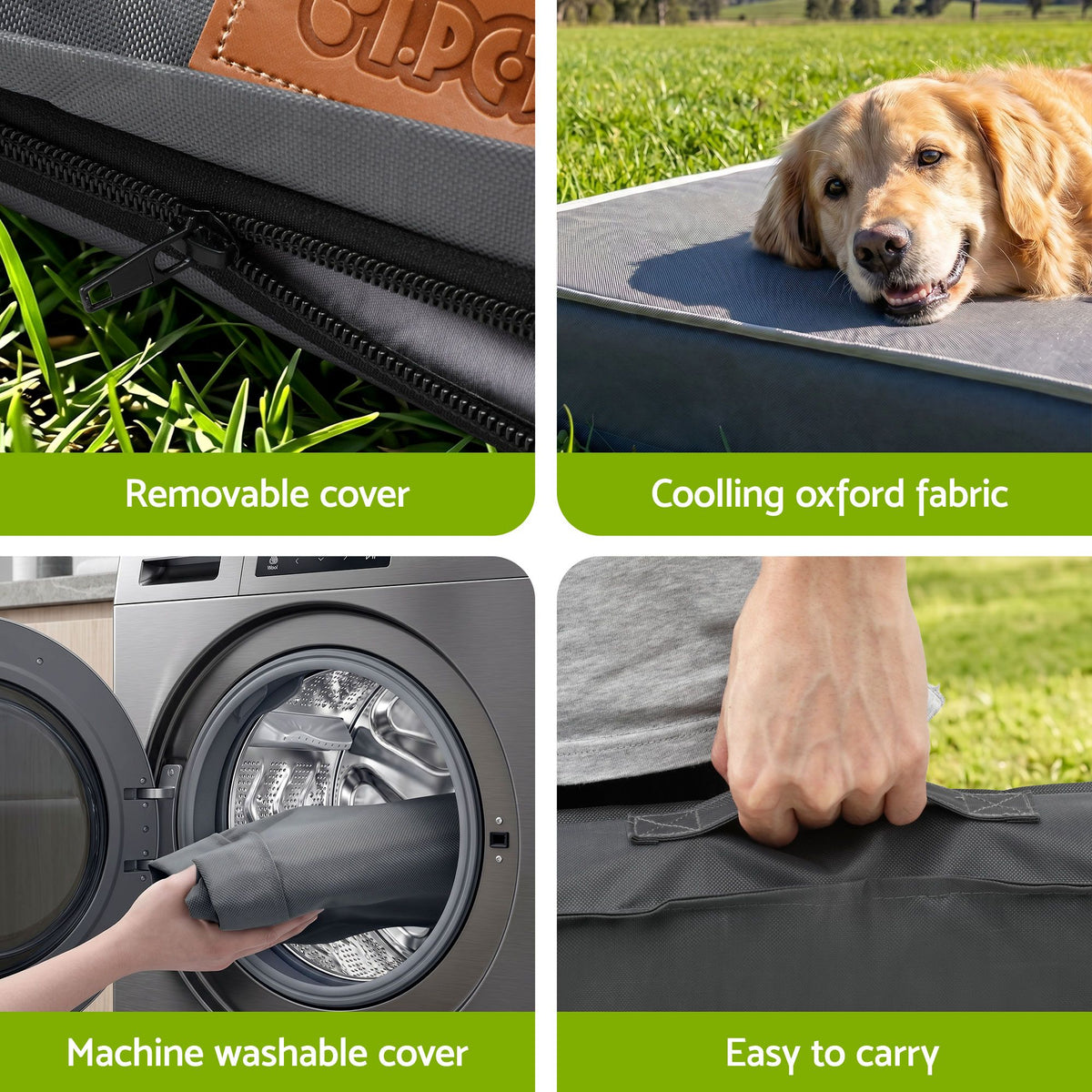 i.Pet Water-Resistant Orthopedic Egg Crate Pet Mat - Grey (Large)