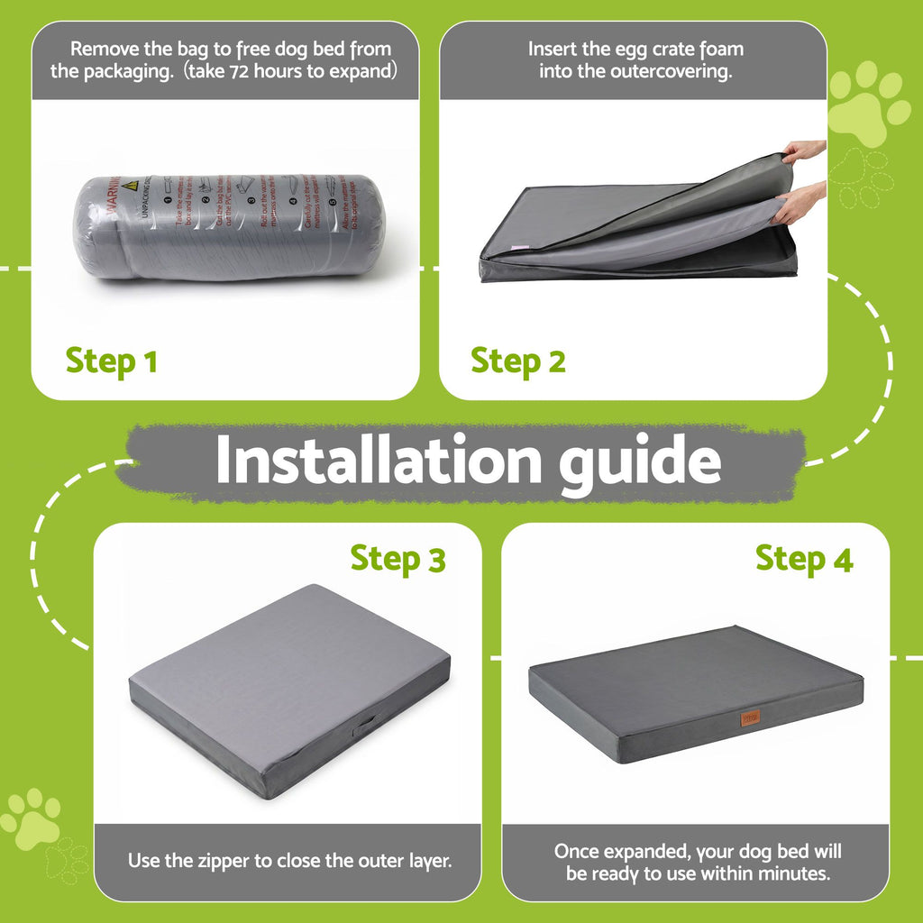 i.Pet Water-Resistant Orthopedic Egg Crate Pet Mat - Grey (Large)