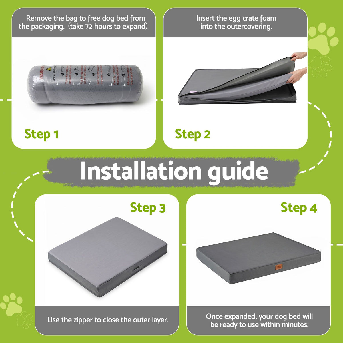 i.Pet Water-Resistant Orthopedic Egg Crate Pet Mat - Grey (Large)