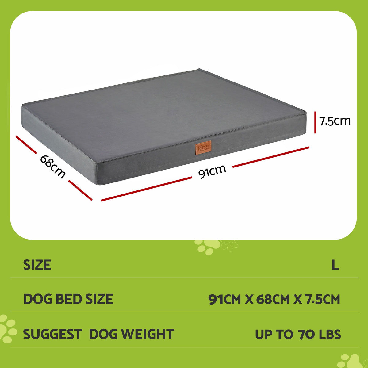 i.Pet Water-Resistant Orthopedic Egg Crate Pet Mat - Grey (Large)