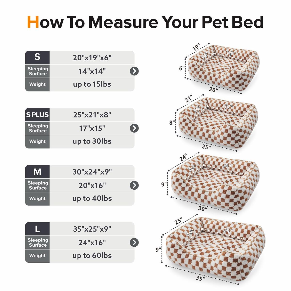 Rectangle Orthopedic Calming Pet Bed - Brown (Large)