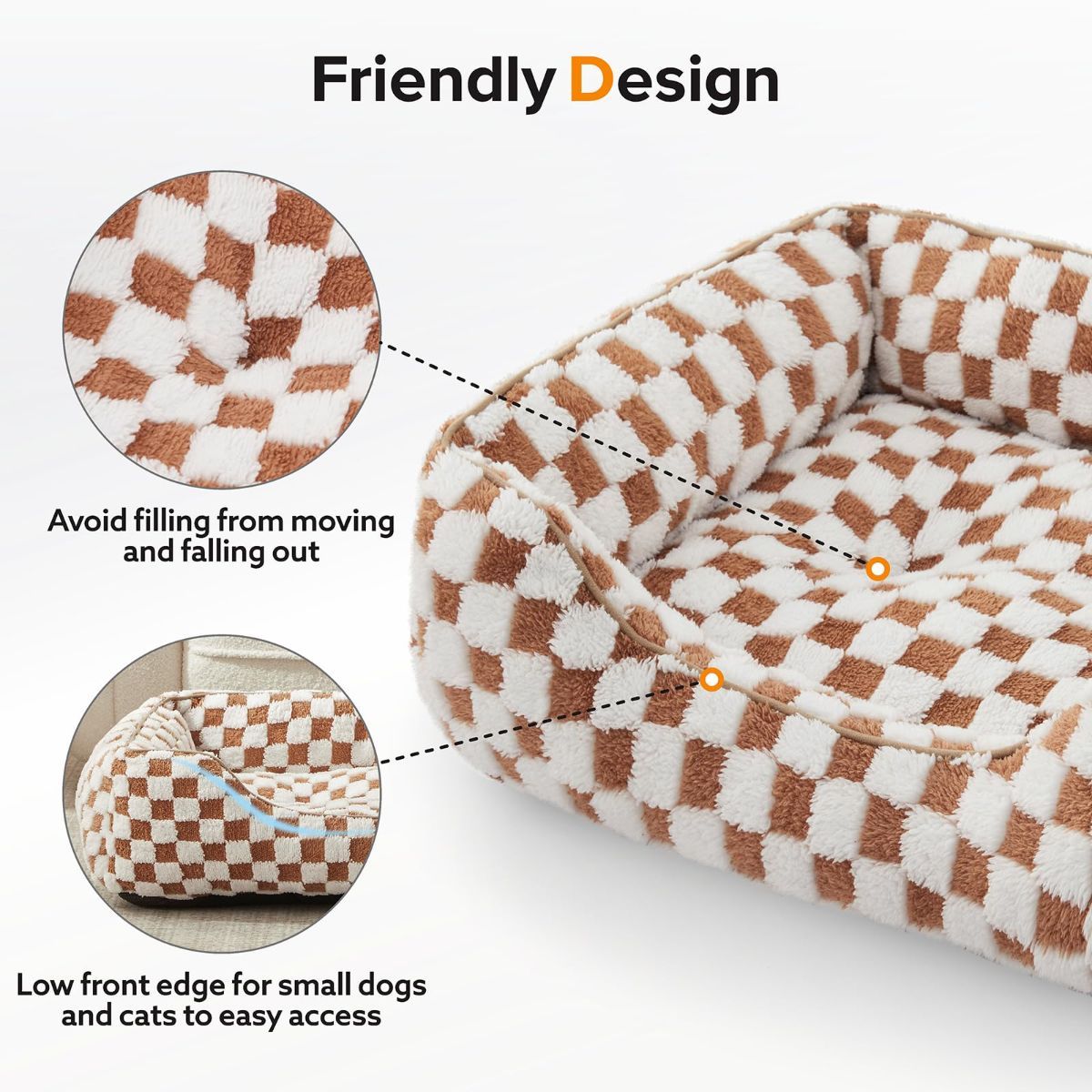 Rectangle Orthopedic Calming Pet Bed - Brown (Medium)