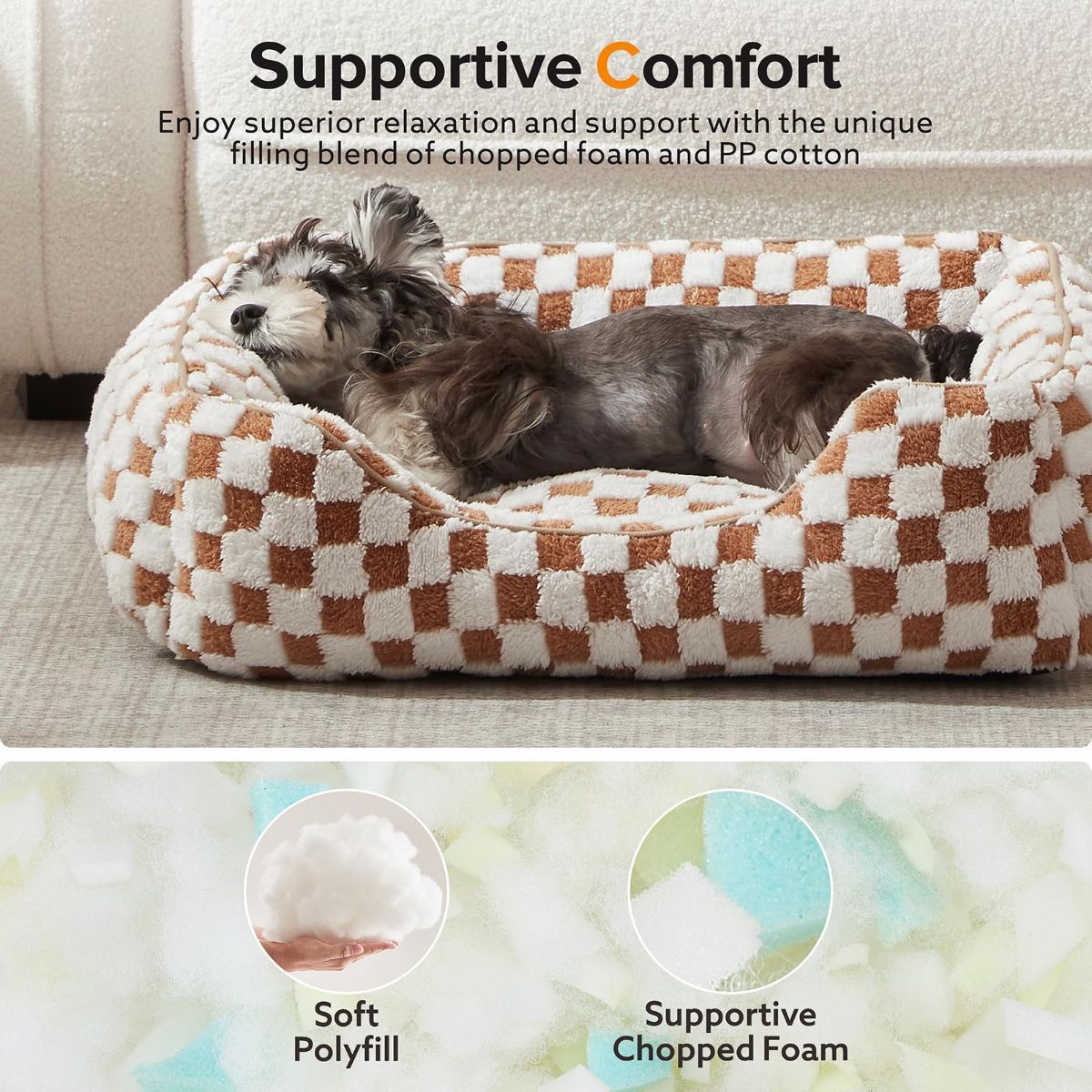 Rectangle Orthopedic Calming Pet Bed - Brown (Small)