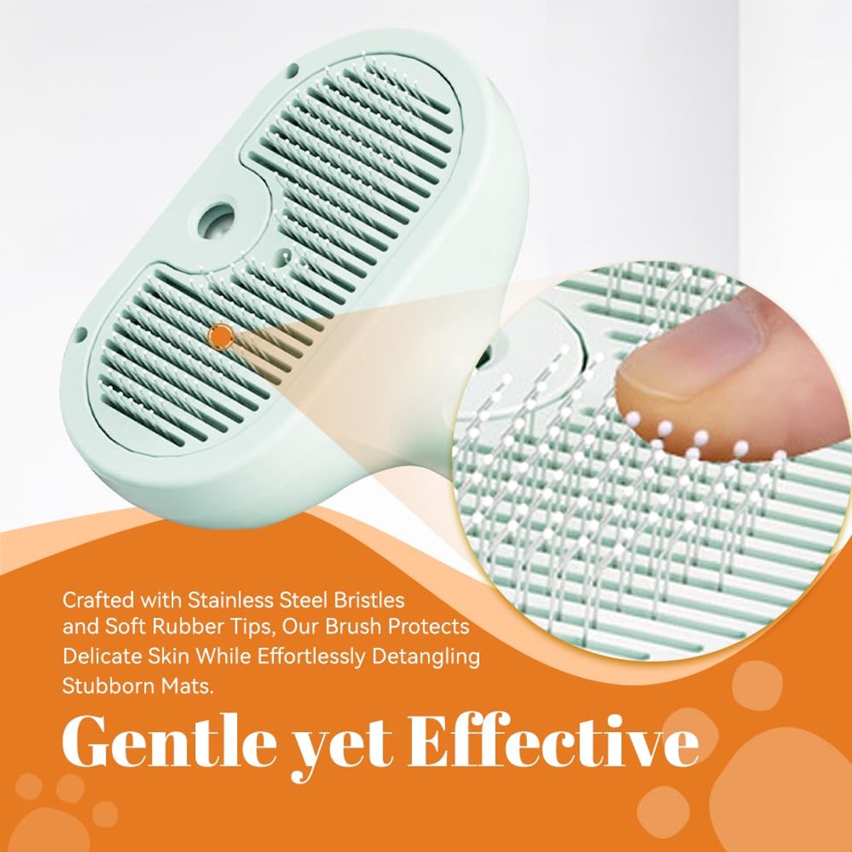 3-in-1 Steam Grooming Brush for Cats & Dogs - White