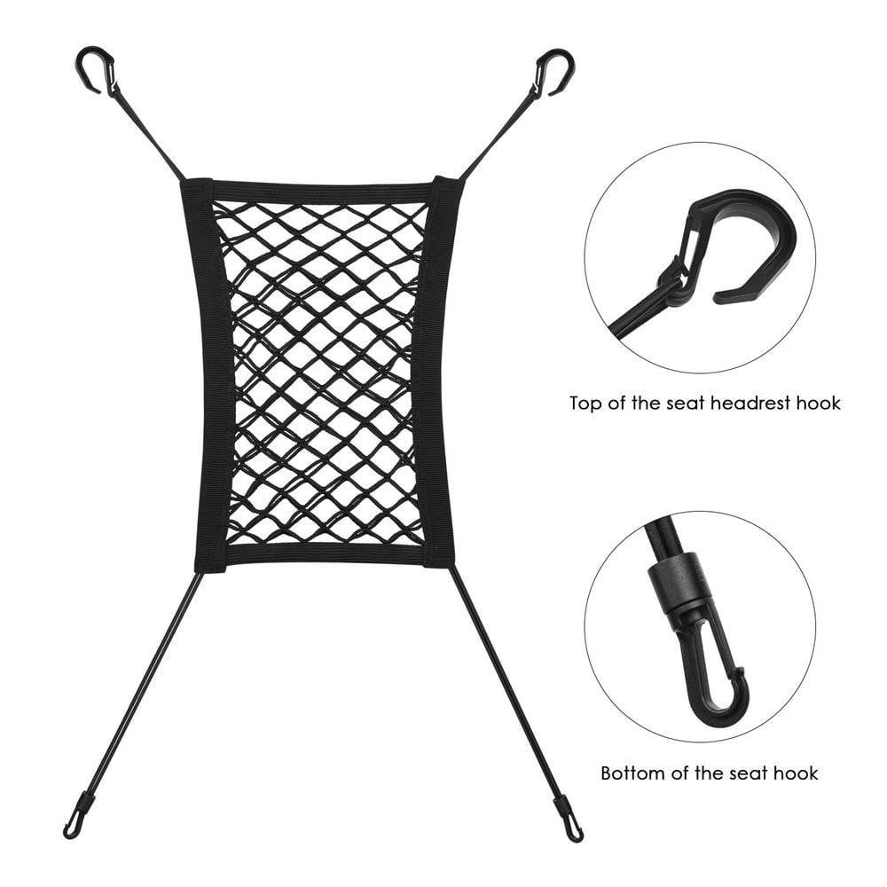 Car Dog Barrier Net Organizer Stretchy Backseat Storage Mesh 23x30cm Elastic Polyester Hooks Easy Install for SUV Truck Prevents Pet Distraction Holds Essentials