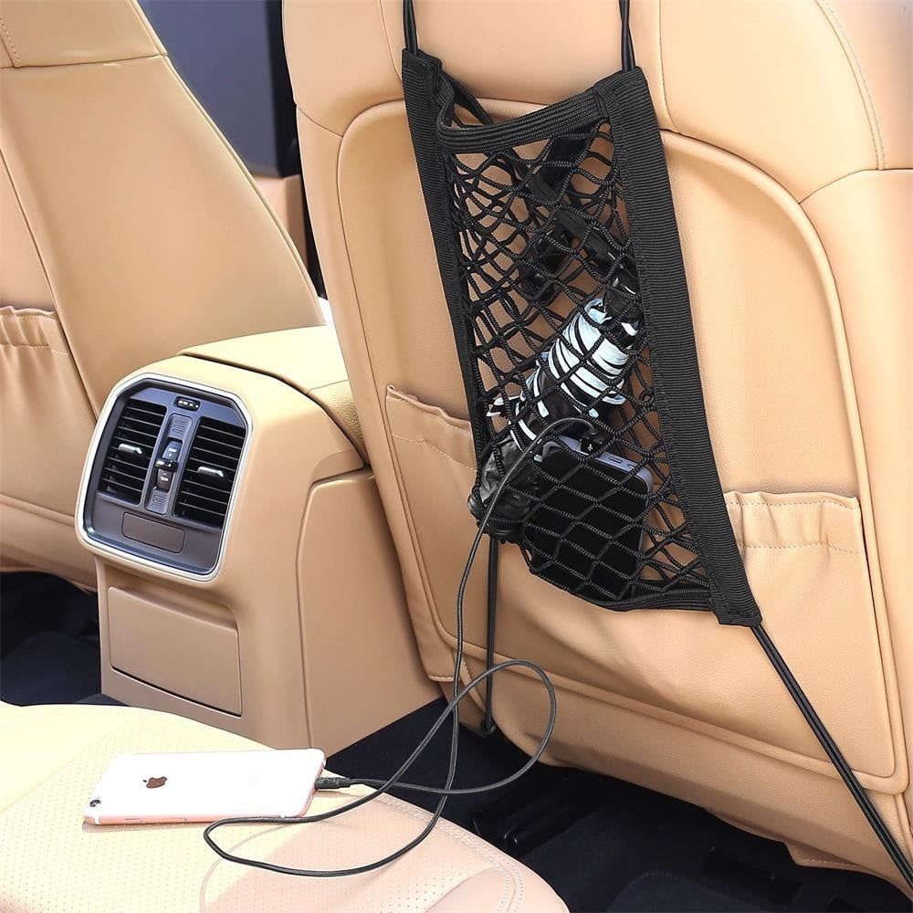 Car Dog Barrier Net Organizer Stretchy Backseat Storage Mesh 23x30cm Elastic Polyester Hooks Easy Install for SUV Truck Prevents Pet Distraction Holds Essentials