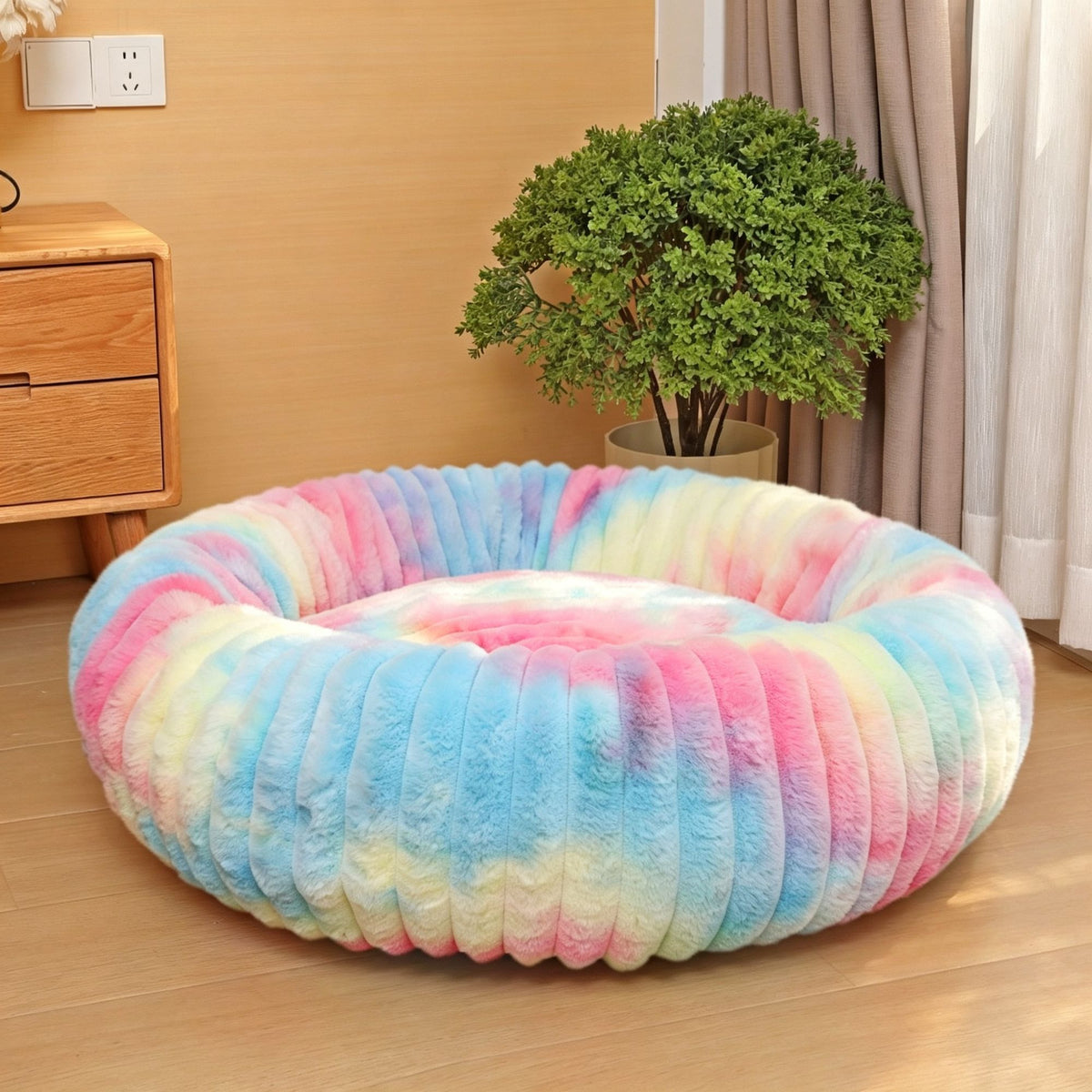 Rabbit Fleece Round Pet Bed