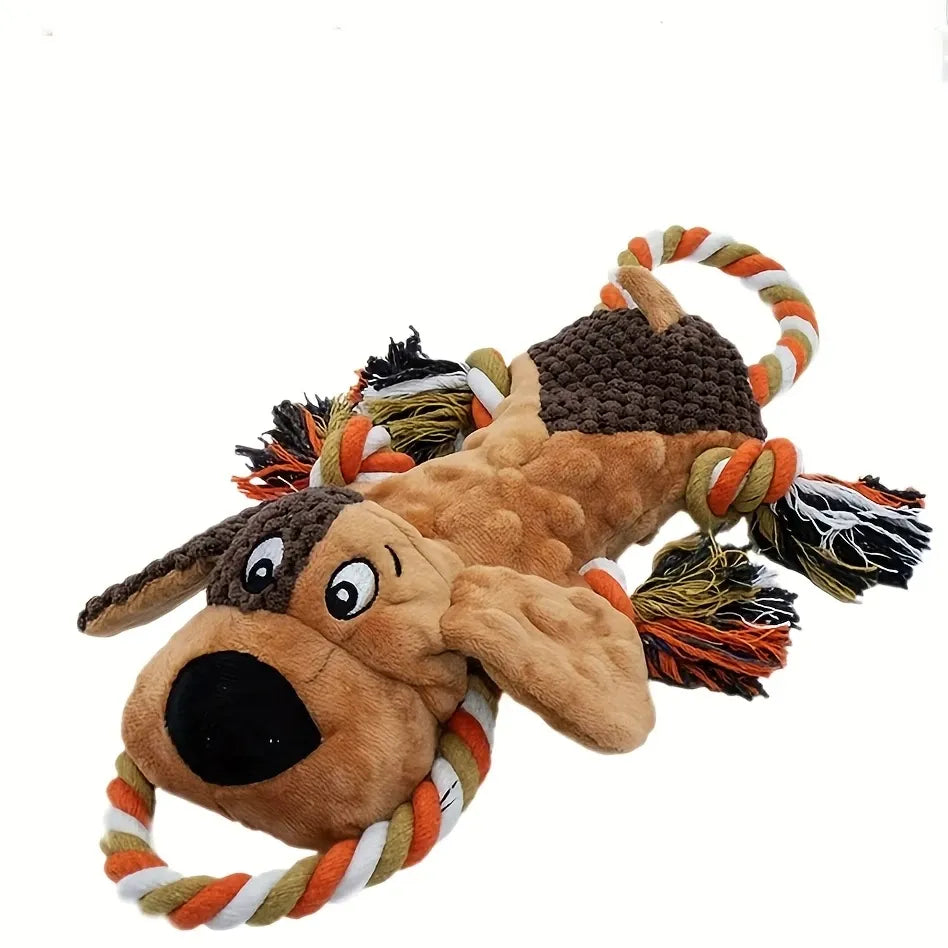 Dog Squeaky Plush Toy – Chew Resistant Rope, 40cm Large Crinkle Squeaker for Teeth Cleaning & Tug of War, Medium Large Breeds
