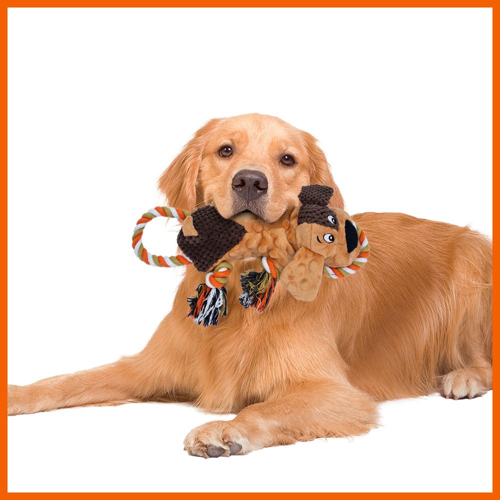 Dog Squeaky Plush Toy – Chew Resistant Rope, 40cm Large Crinkle Squeaker for Teeth Cleaning & Tug of War, Medium Large Breeds