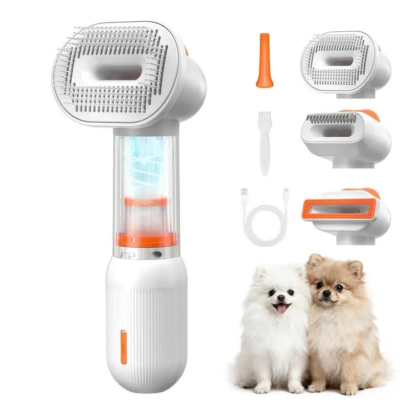4-in-1 Vacuum Self-Cleaning Deshedding Brush - White
