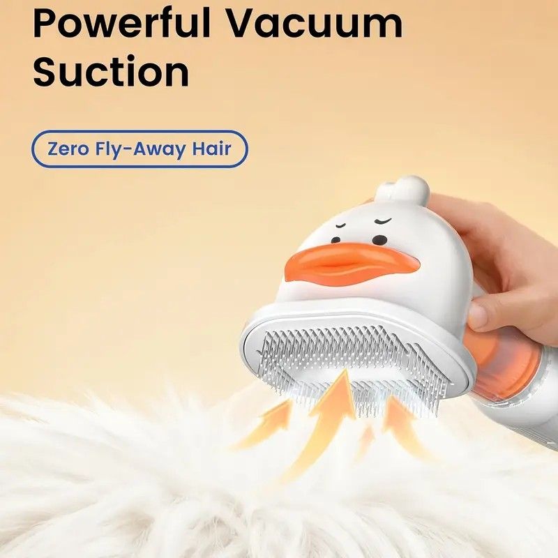 4-in-1 Vacuum Self-Cleaning Deshedding Brush - White