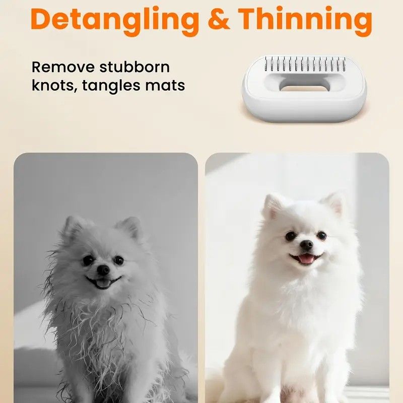 4-in-1 Vacuum Self-Cleaning Deshedding Brush - White