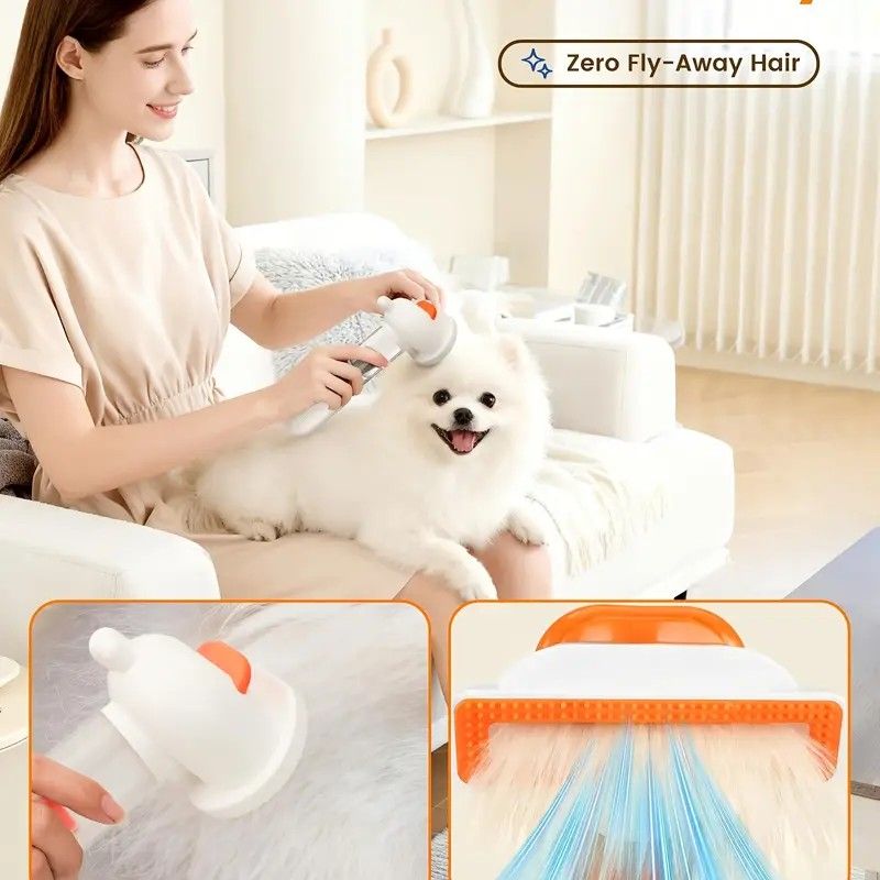 4-in-1 Vacuum Self-Cleaning Deshedding Brush - White