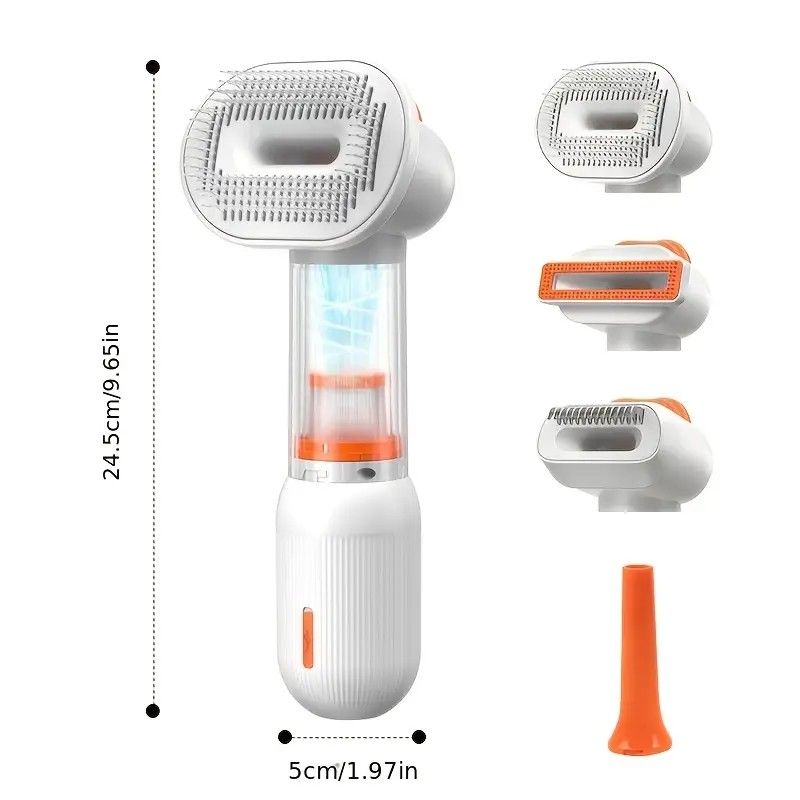 4-in-1 Vacuum Self-Cleaning Deshedding Brush - White