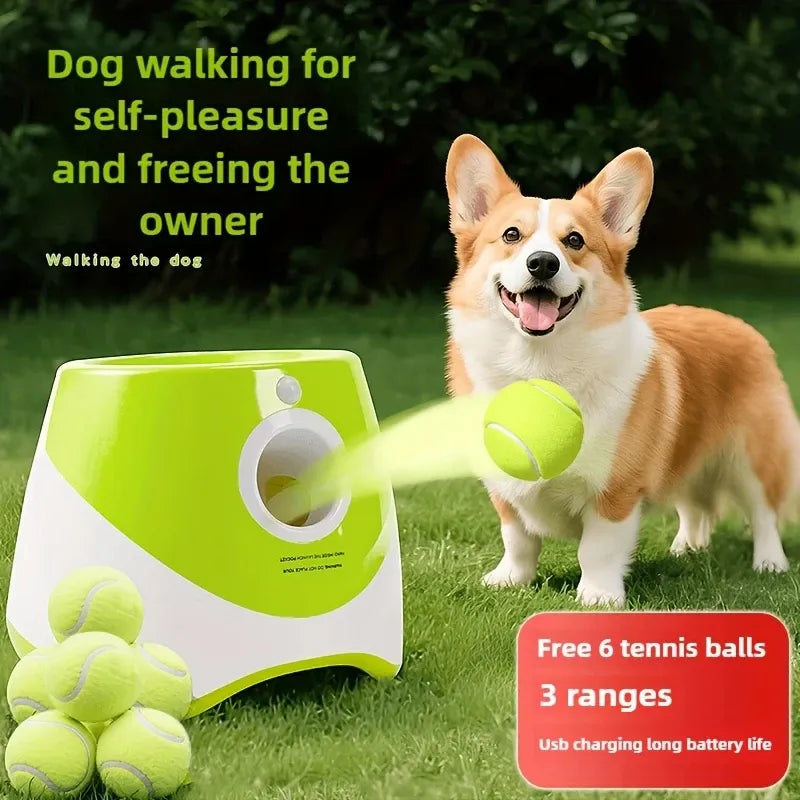 Automatic Pet Ball Launcher Toy with 3 Smart Launch Modes, Built-in Li-ion Battery & USB Charging, Long Battery Life, Indoor/Outdoor Use, Perfect Interactive Training Toy for Small and Medium Dogs (orange)