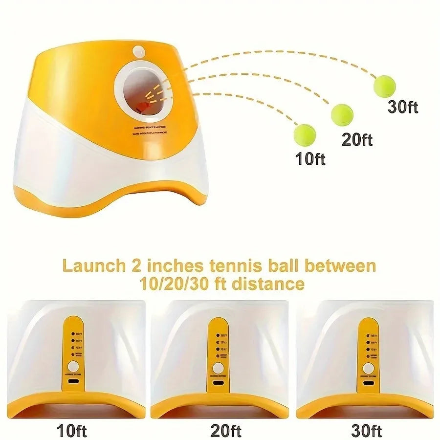 Automatic Pet Ball Launcher Toy with 3 Smart Launch Modes, Built-in Li-ion Battery & USB Charging, Long Battery Life, Indoor/Outdoor Use, Perfect Interactive Training Toy for Small and Medium Dogs (orange)