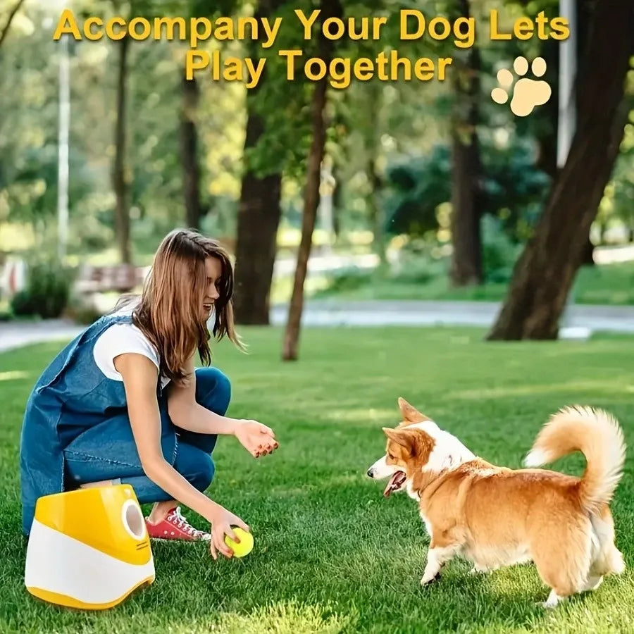 Automatic Pet Ball Launcher Toy with 3 Smart Launch Modes, Built-in Li-ion Battery & USB Charging, Long Battery Life, Indoor/Outdoor Use, Perfect Interactive Training Toy for Small and Medium Dogs (orange)