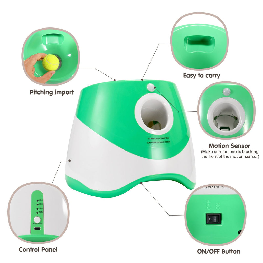 Automatic Pet Ball Launcher Toy with 3 Smart Launch Modes, Built-in Li-ion Battery & USB Charging, Long Battery Life, Indoor/Outdoor Use, Perfect Interactive Training Toy for Small and Medium Dogs (orange)