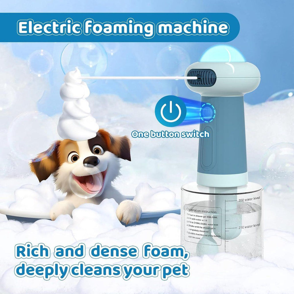 Electric Foaming Shampoo Dispenser for Dogs and Cats, Automatic Pet Bath Brush for Deep Cleaning, Grey, 350ml