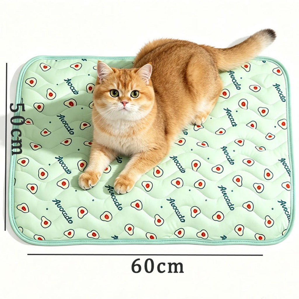 Self Cooling Mat for Dogs and Cats, Foldable Washable Pet Cooling Pad with Fruit Print for Floor and Car, 60x50 cm