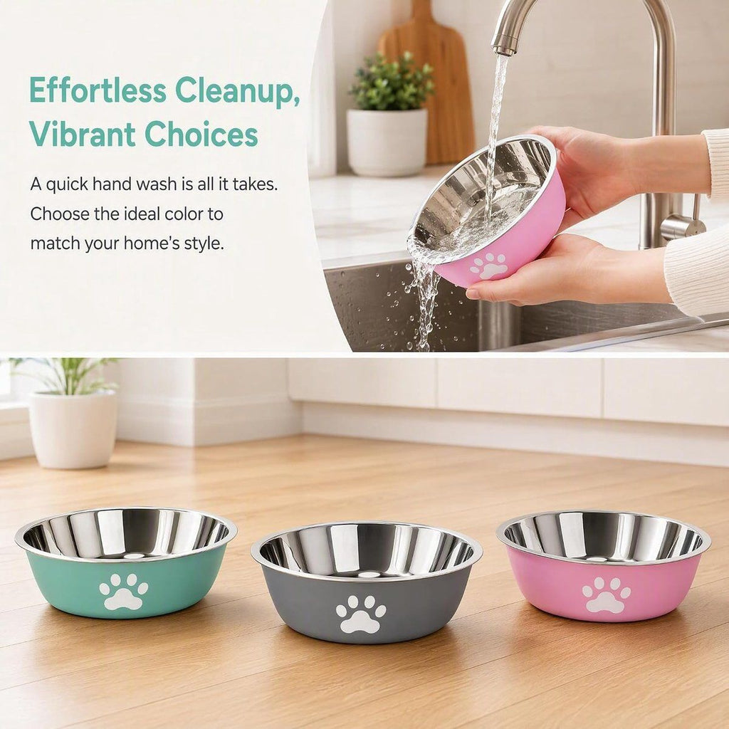 3 Pack Stainless Steel Dog Bowls with Non-Slip Bottom, Food Water Bowls for Dogs and Cats, Easy to Clean