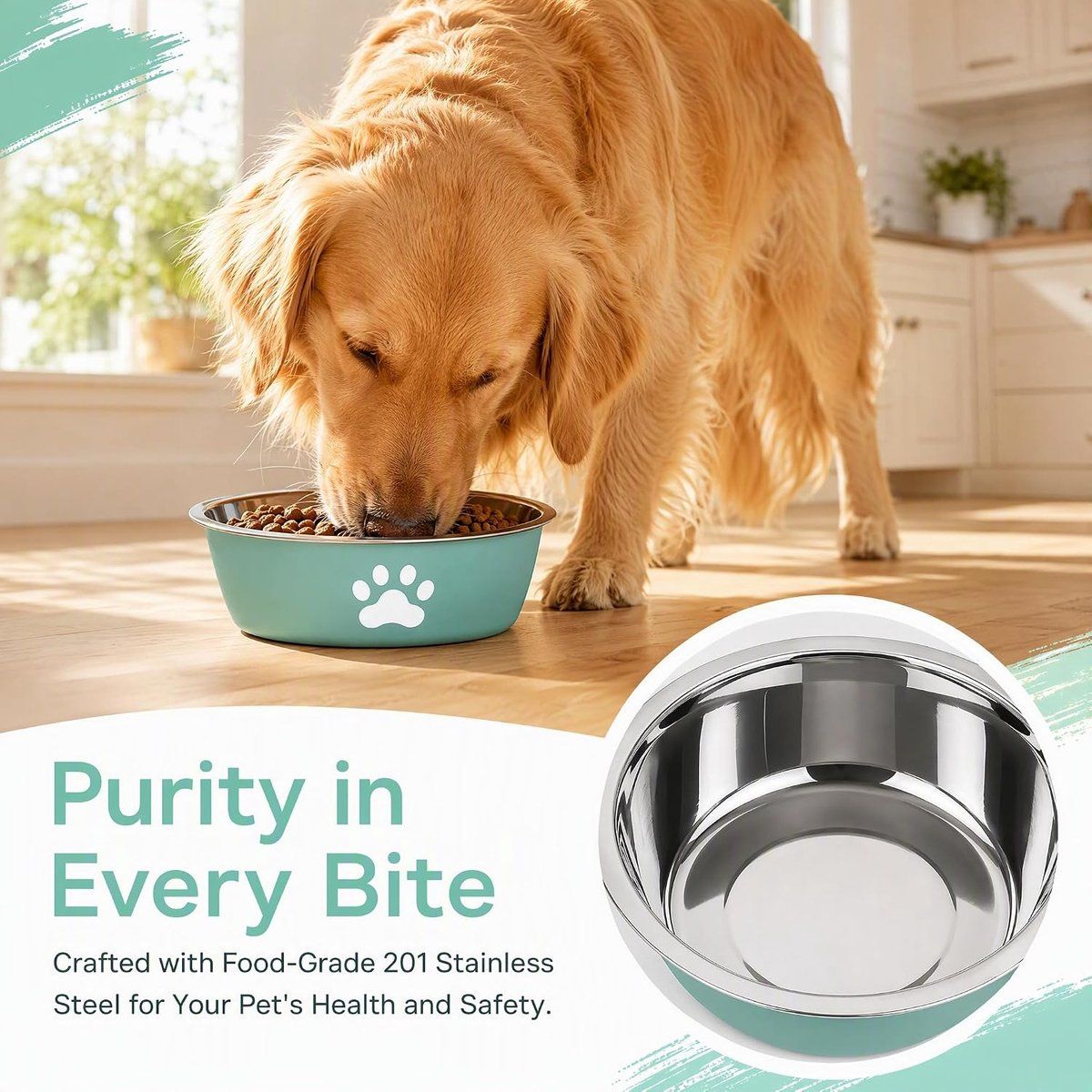 3 Pack Stainless Steel Dog Bowls with Non-Slip Bottom, Food Water Bowls for Dogs and Cats, Easy to Clean