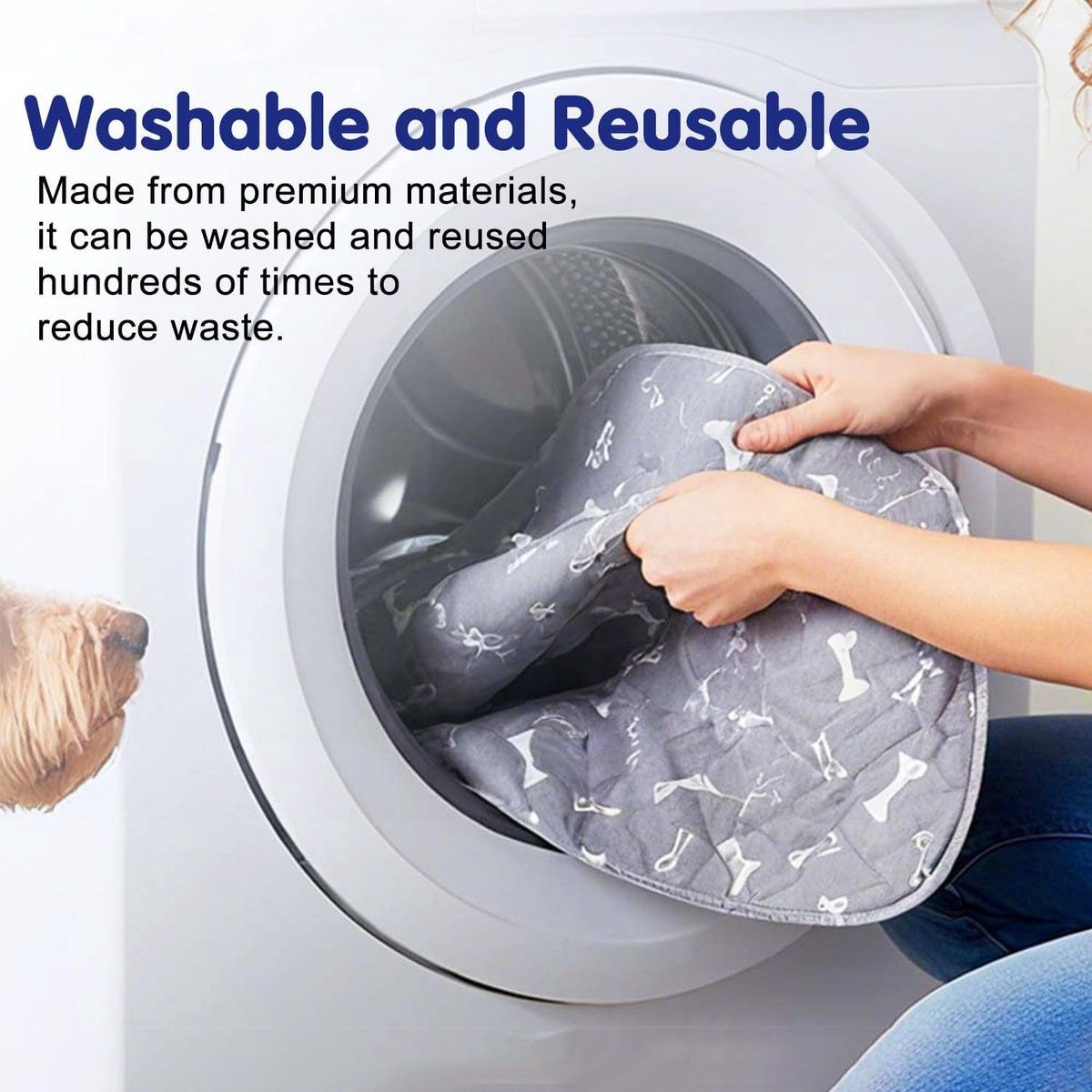 Washable Puppy Training Mat, Reusable Potty Mat for Dogs and Cats, Indoor Potty Training Mat, White, 40x60 cm