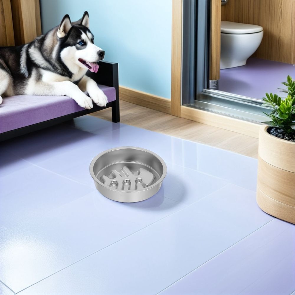 Stainless Steel Dog Slow Feeder Bowl Non- Design for Controlled and Healthy Pet Feeding