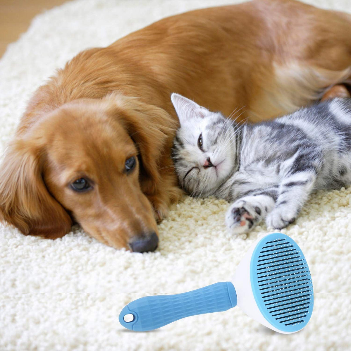 Self-Cleaning Deshedding Brush for Dogs, Cats & Bunnies