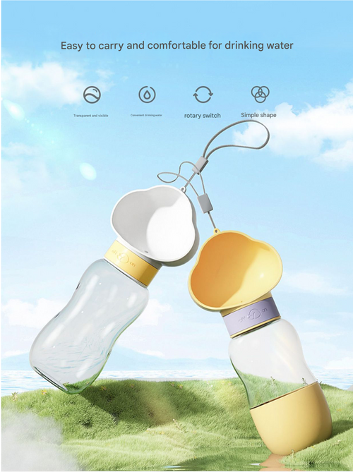 2-in-1 Portable Pet Water Bottle & Food Container - White