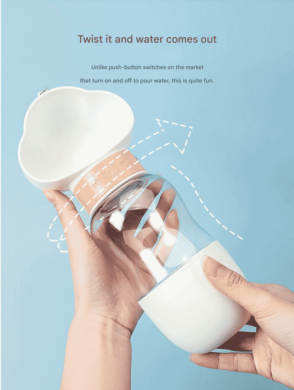 2-in-1 Portable Pet Water Bottle & Food Container - White