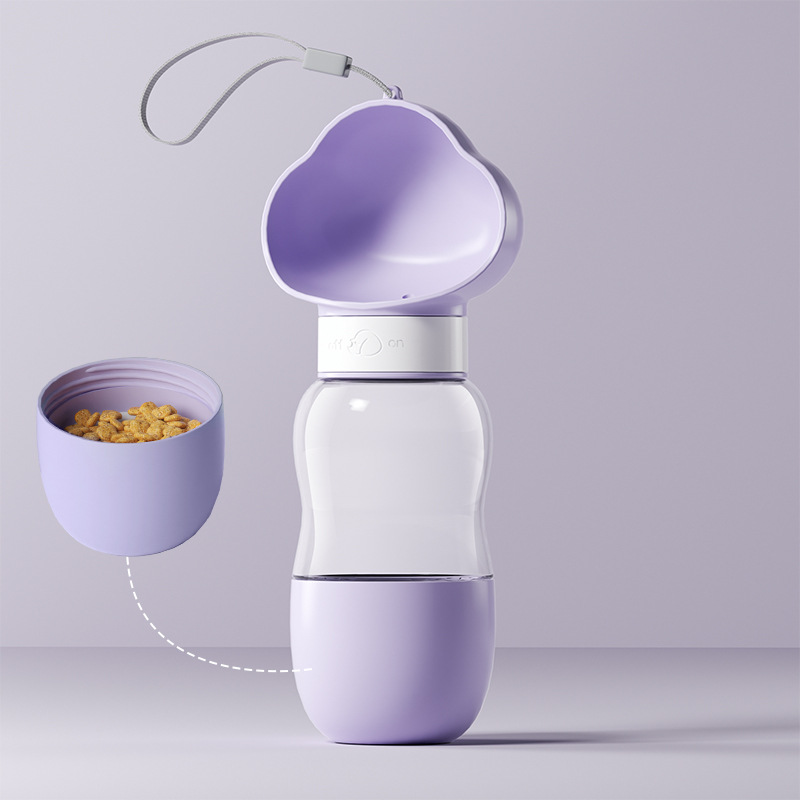 2-in-1 Portable Pet Water Bottle & Food Container - Purple