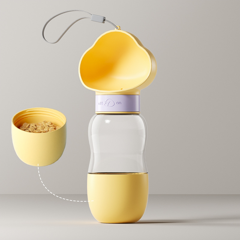2-in-1 Portable Pet Water Bottle & Food Container - Yellow